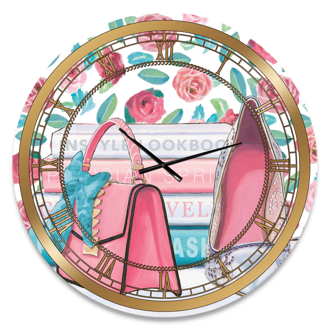 Designart 'Pink Fashion High Heels I Glam Wall Clock